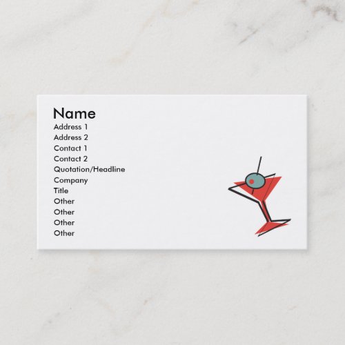retro olive martini business cards