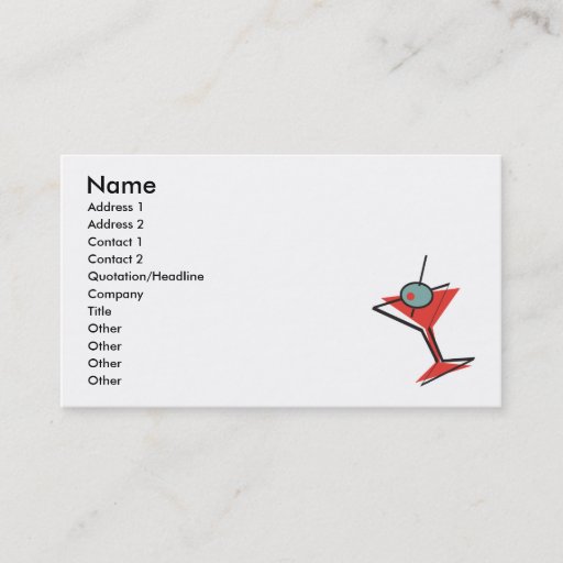 Customizable retro olive martini business cards