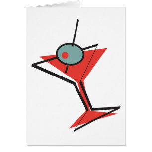 retro olive martini cards