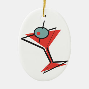 retro olive martini ceramic ornament