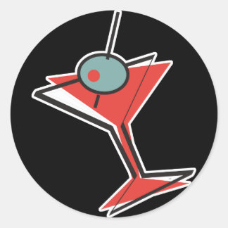 retro olive martini classic round sticker