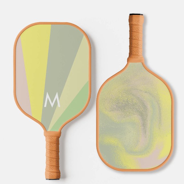 Retro Olive Sorbet Monogram Modern Personalized Carbon Fiber Pickleball Paddle (personalized pickleball paddle monogram retro mint green mauve purple pink custom sports gift)