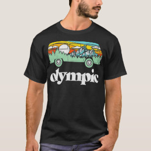 Retro Olympic National Park Hippie Van Nature Illu T-Shirt
