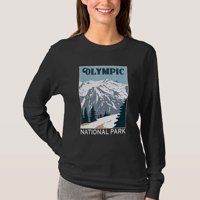 Retro Olympic National Park Mountain Camping Souve T-Shirt (Front)