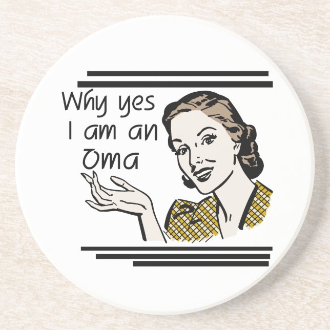 Retro Oma Tshirts and Gifts Sandstone Coaster (Front)