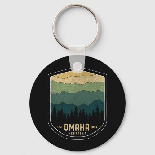 Retro Omaha Nebraska NE State Mountains Vintage Keychain