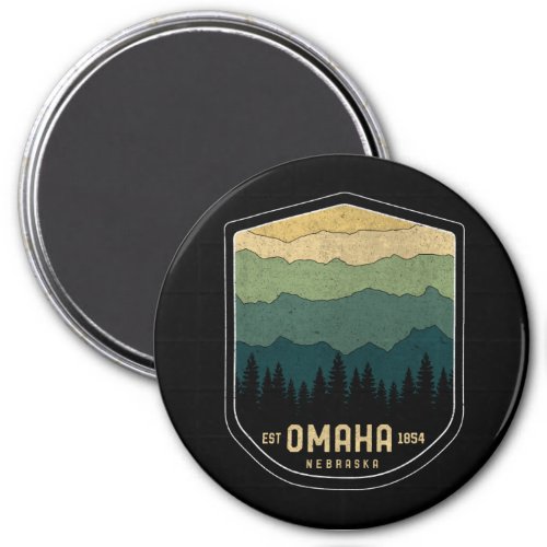 Retro Omaha Nebraska NE State Mountains Vintage Magnet