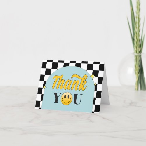 Retro One Happy Dude Birthday Thank You Card