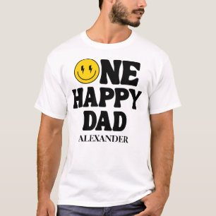 Retro One Happy Smile Face Dad Birthday T-Shirt