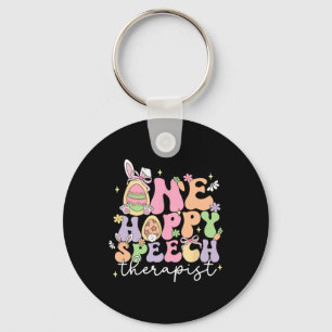 Retro One Hoppy Speech Therapist Slp Bunny Happy E Keychain
