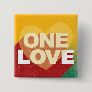 Retro One Love Poster Art Colorful Button