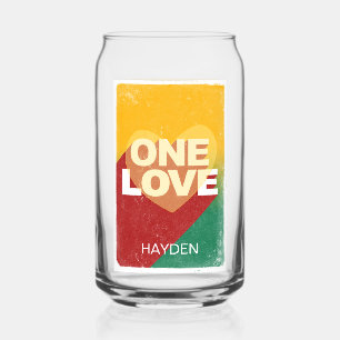 Retro One Love Poster Art Colorful Personalised Can Glass