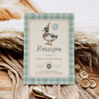 Retro One Lucky Duck Green Balloon 1st Birthday