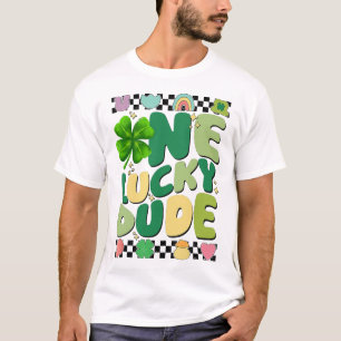 Retro One Lucky Dude St Patricks Day Shamrock Luck T-Shirt