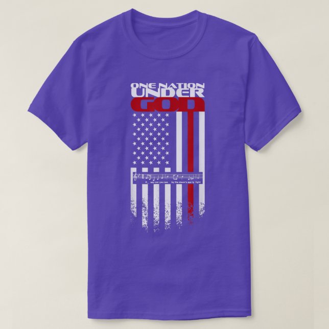 Retro One nation under godusa flag national anthem T-Shirt (Design Front)