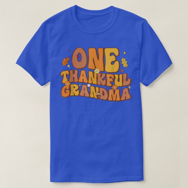 Retro One Thankful Grandma Fall Autumn Happy Thank T-Shirt (Design Front)