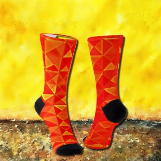 Retro Op-Art Orange Triangle Socks 