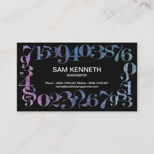 Retro Opal Color Numbers Frame Bookkeeper Business Card