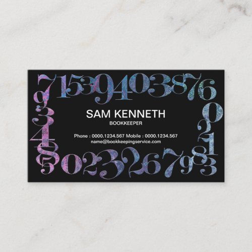 Retro Opal Color Numbers Frame Bookkeeper Business Card