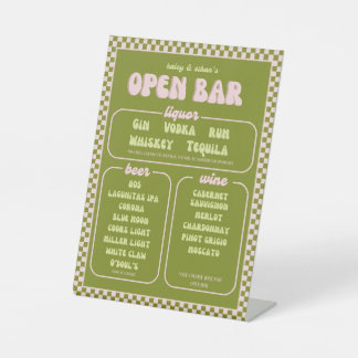 Retro Open Bar Menu Pedestal Sign