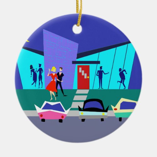 Retro Open House Party Christmas Ornament