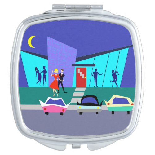 Retro Open House Party Compact Mirror