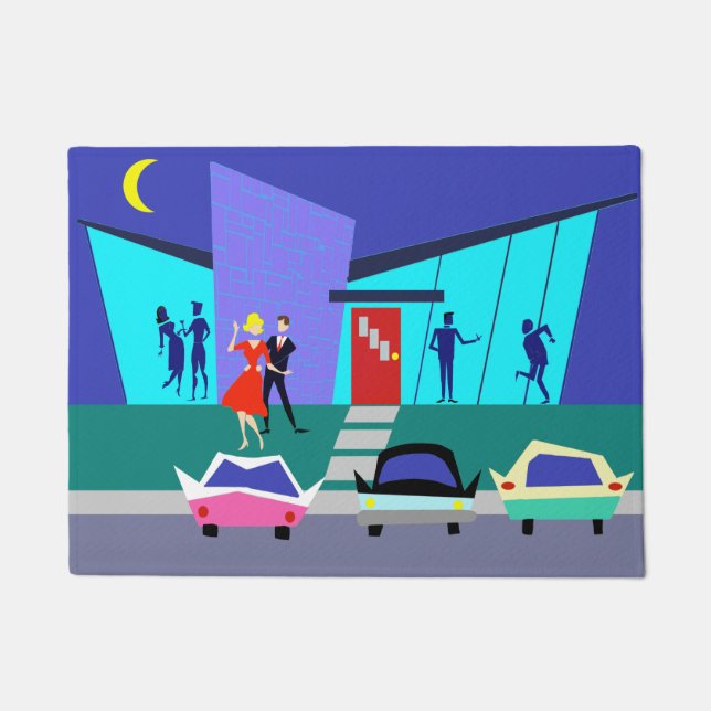 Retro Open House Party Door Mat (Front)
