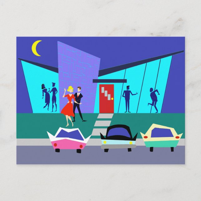 Retro Open House Party Postcard (Front)