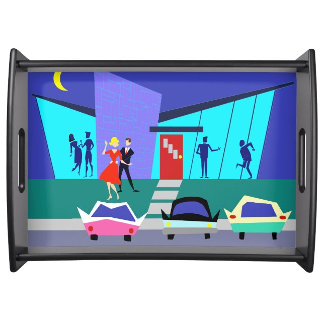 Retro Open House Party Serving Tray (Front)