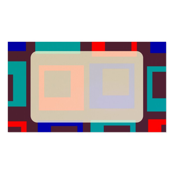 Retro open squares blue and red on purple business card