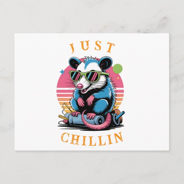 Retro Opossum Alternative Greeting Holiday Postcard (Front)