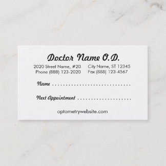Retro Optometry Boutique Appointment Card
