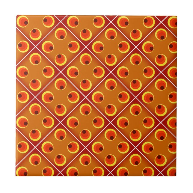 Retro orange 1970's ceramic tile (Front)