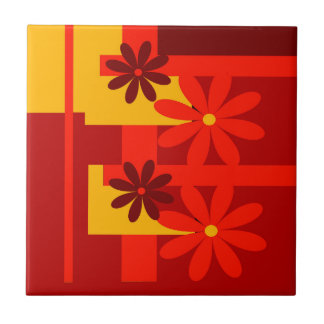 Retro orange 1970's ceramic tile