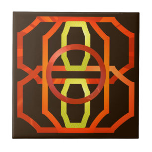 Retro orange 1970's ceramic tile