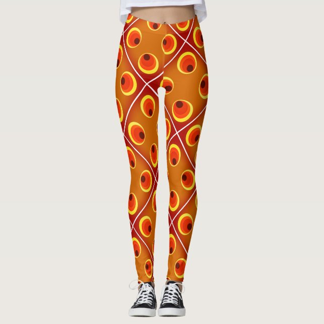 Retro orange 1970's leggings (Front)