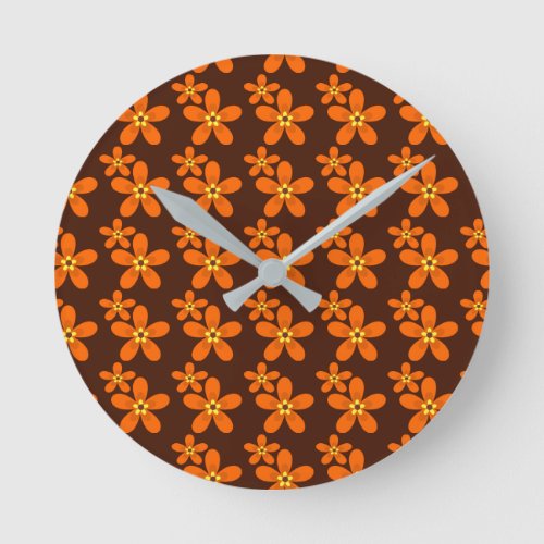 Retro orange 1970s mouse pad round clock