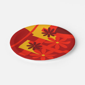 Retro orange 1970's paper plates