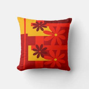 Retro orange 1970's throw pillow