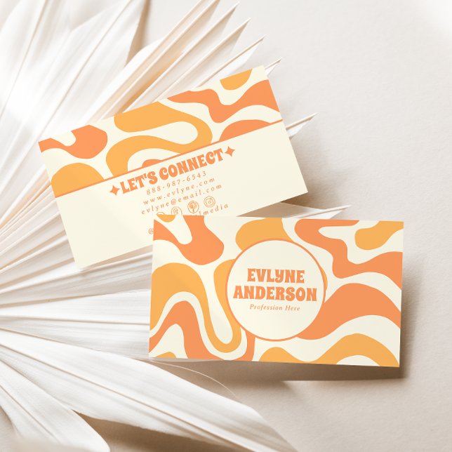 Retro Orange 70s Boho Groovy Funky Trendy Fun Business Card (Creator Uploaded)