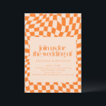 Retro Orange Abstract Checkerboard Wedding Website Invitation<br><div class="desc">Retro Orange Abstract Checkerboard Wedding Invitation with Website RSVP</div>