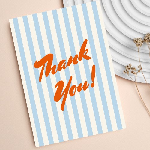 Retro Orange Abstract Frame Baby Shower Thank You Card