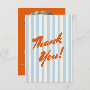 Retro Orange Abstract Photo Frame Baby Shower Thank You Card