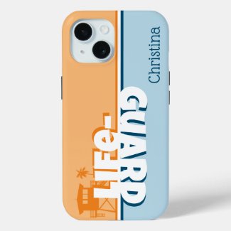 Retro Orange and Blue Lifeguard Personalized Name