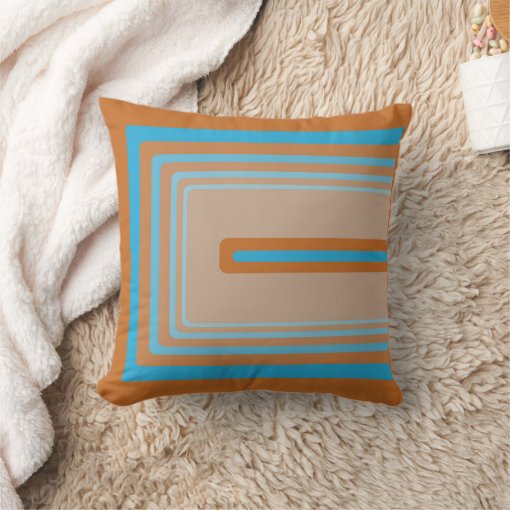 Retro Orange and Blue Throw Pillow Zazzle
