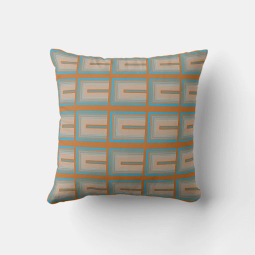 Retro Orange and Blue Throw Pillow Zazzle