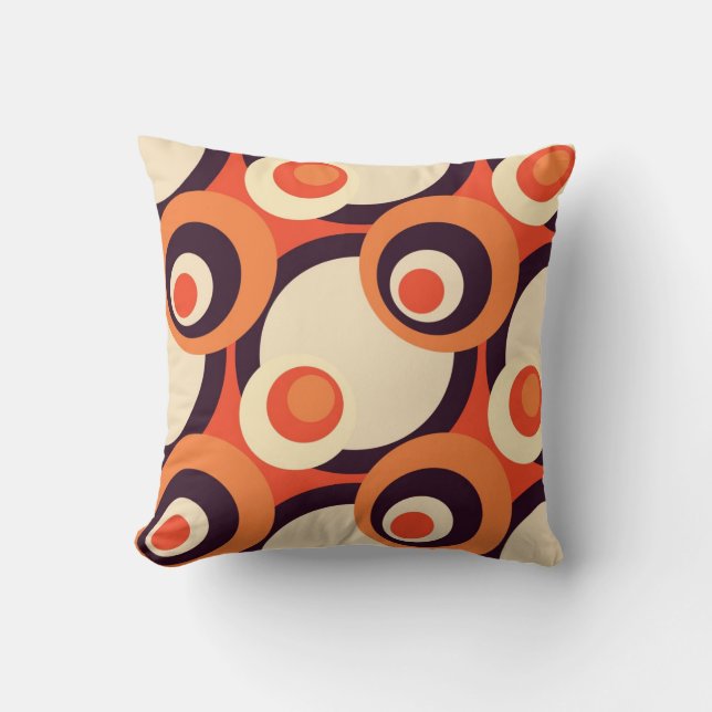 Retro Orange and Brown Fifties Abstract Art Throw Pillow (Front)