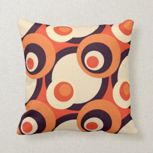 Retro Orange and Brown Fifties Abstract Art Throw Pillow