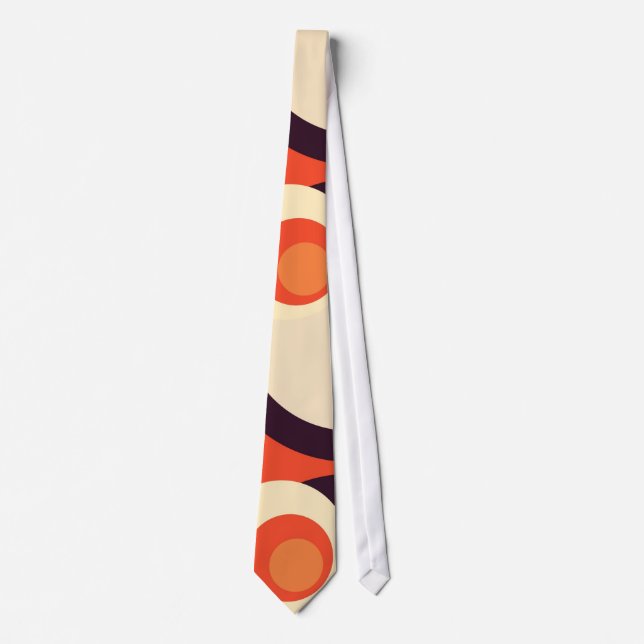 Retro Orange and Brown Fifties Abstract Art Tie (Front)