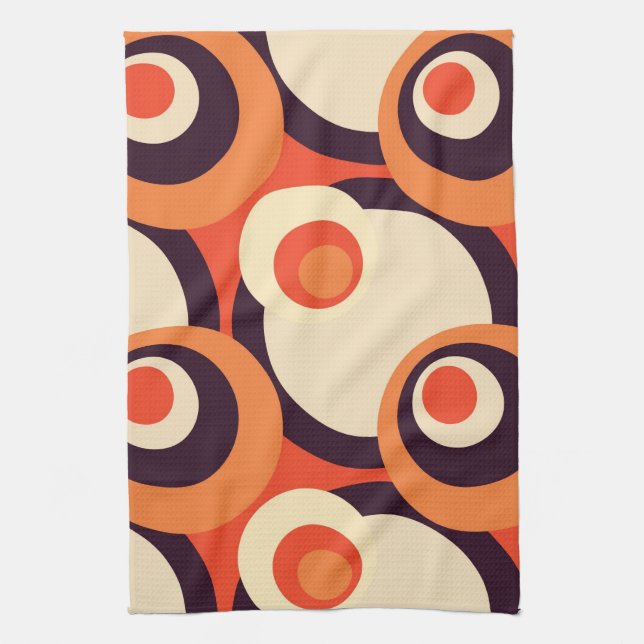 Retro Orange and Brown Fifties Abstract Art Towel (Vertical)